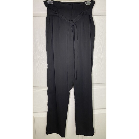 Venti6 Pants Black Size Medium Belted Elastic Waist Palazzo See Measurements - Picture 1 of 9